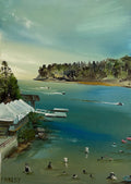 Bass Lake; Miniature original oil painting by Jessica Fairley- SOLD