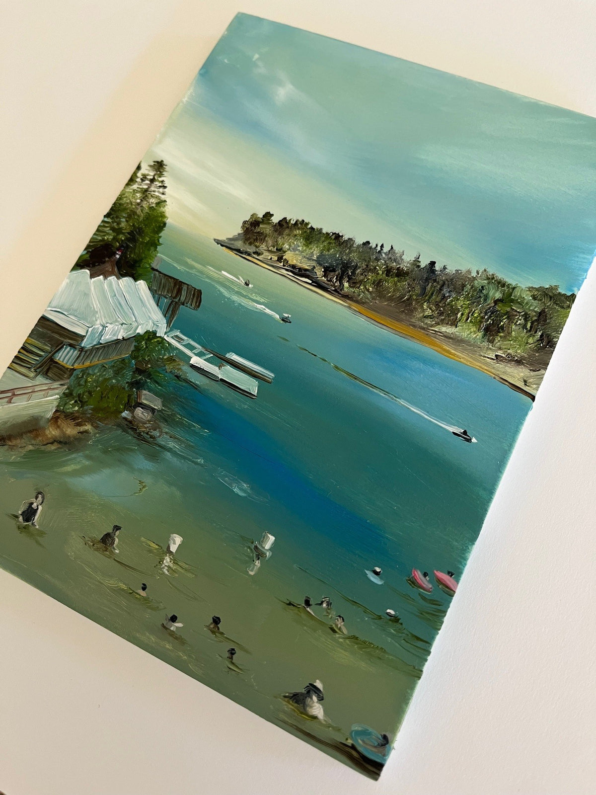 Bass Lake; Miniature original oil painting by Jessica Fairley- SOLD