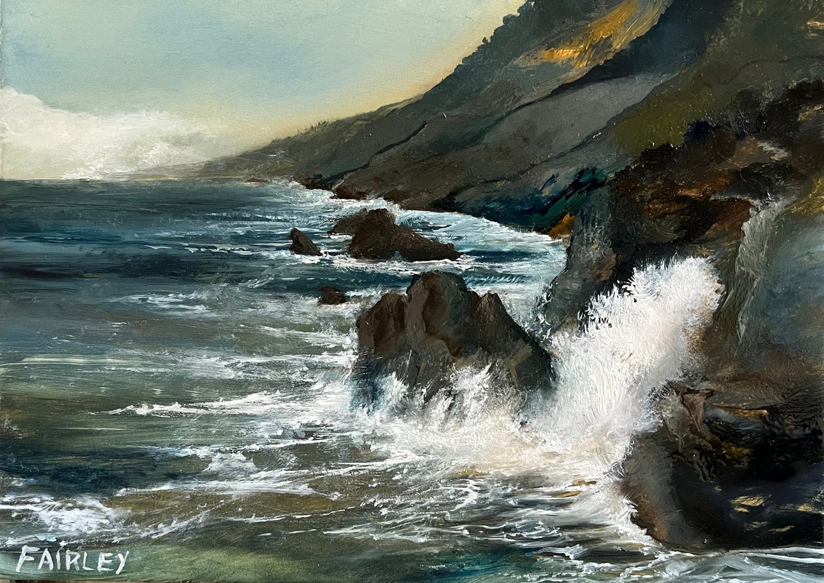 Big Sur Splash; original miniature oil painting by Jessica Fairley