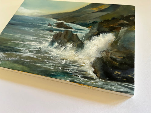 Big Sur Splash; original miniature oil painting by Jessica Fairley